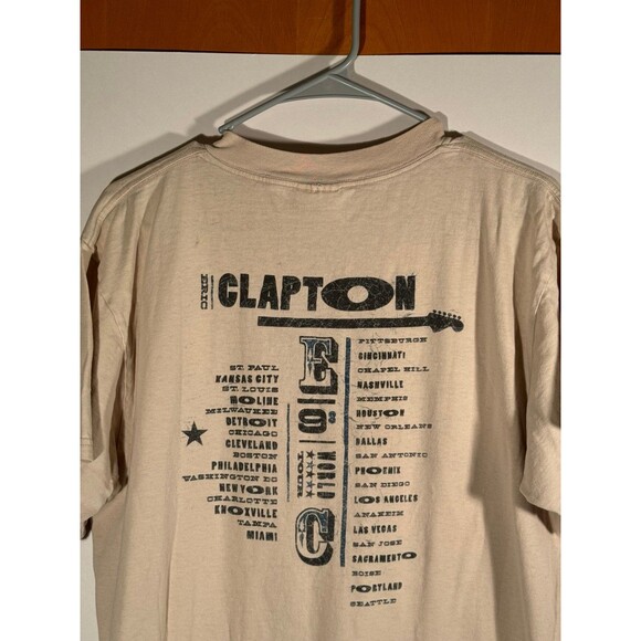 Vintage Eric Clapton World Tour 1998 Pilgrim Tan Shirt Large L Tultex - Picture 7 of 8